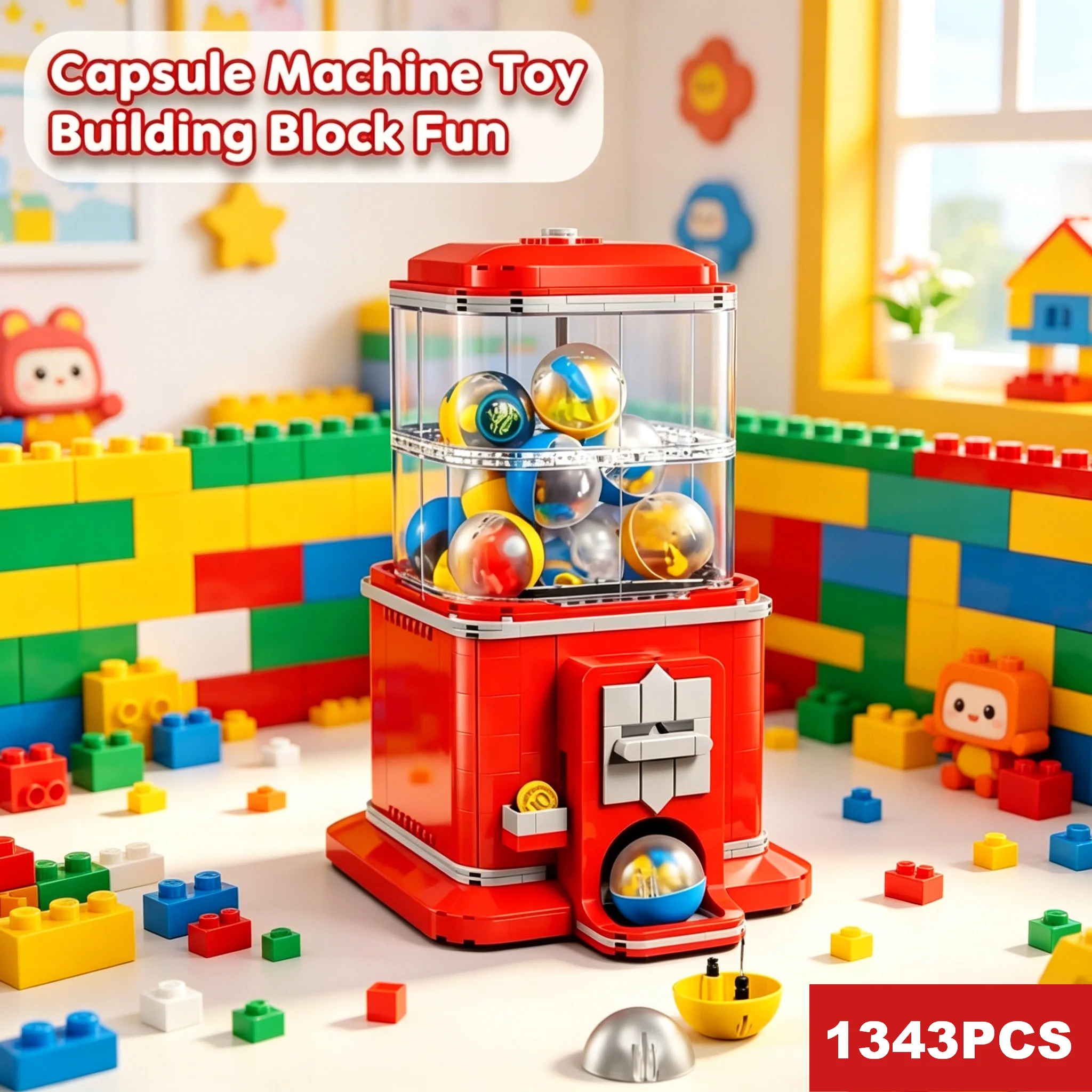 Nouveau 2026 – Ensemble de blocs de construction distributeur automatique de 1343 pièces – Jouet créatif à monnayeur pour enfants et adolescents – Cadeau de Noël