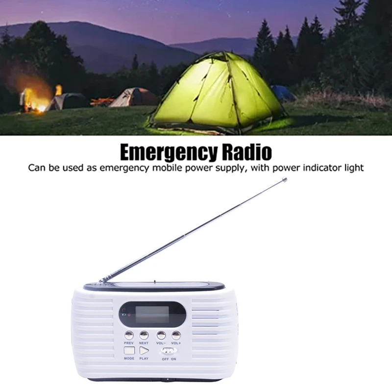 Retail D323 Solar Hand-Cranked Radio Portable Multi-Function Card Screen Display LED Flashlight Radio For Outdoor Emergency