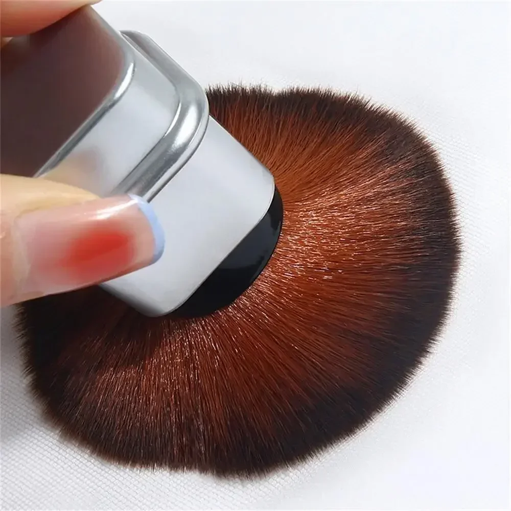 Pincel quadrado retrátil único para blush – pó solto e pincel de configuração com capa, ferramenta de maquiagem multifuncional portátil