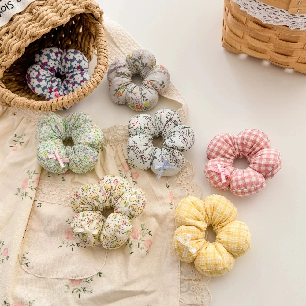 

Floral Scrunchies for Girls Hair Accessories Toddler Ponytail Holder Hair Tie Children Elastic Hair Bands Cute Rubber Bands