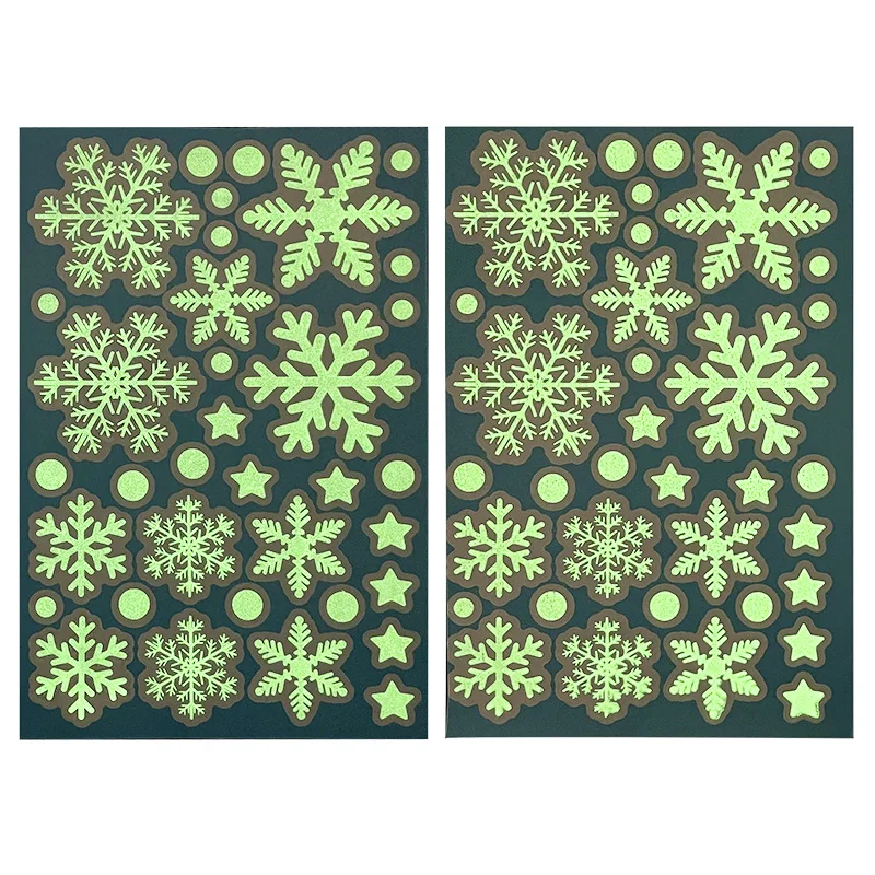 New Year Christmas Snowflake Window Stickers Glow In The Dark Luminous Wall Stickers For Home Room Wall Decal Xmas Party Decor