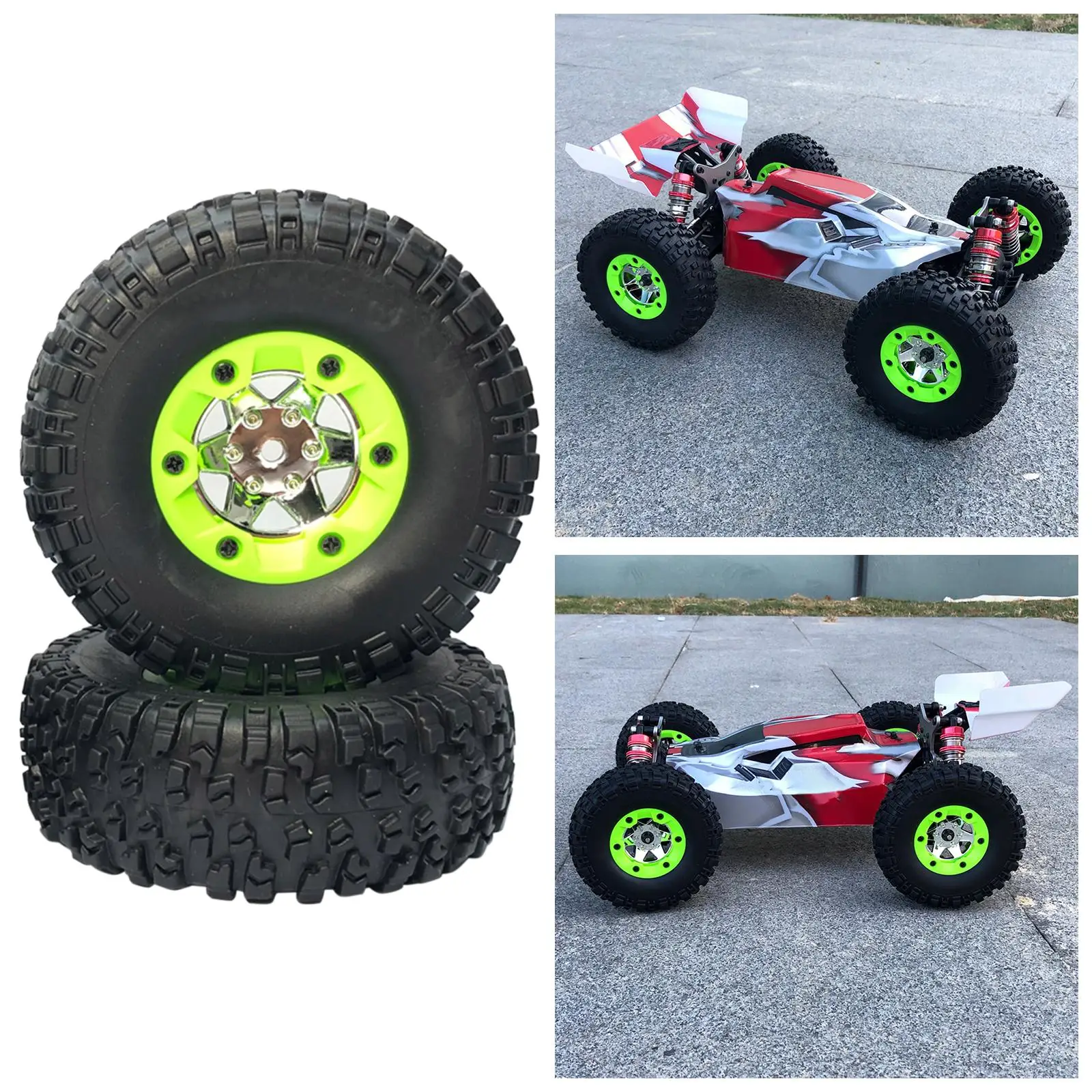 Pneumatici per Auto RC in Gomma e Metallo 90x32mm Fuoristrada con Scanalature Profonde per Auto da Corsa Elettrica Wltoys 124019 124018