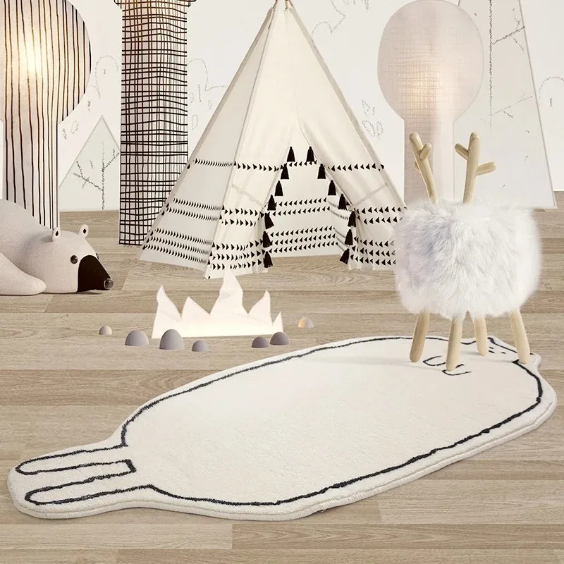 Nordic Lovely Cat Bathroom Pad Thick Plush Bedside Carpet Bedroom Door Soft Long Fluffy Floor Mat Home Children Room Decoration