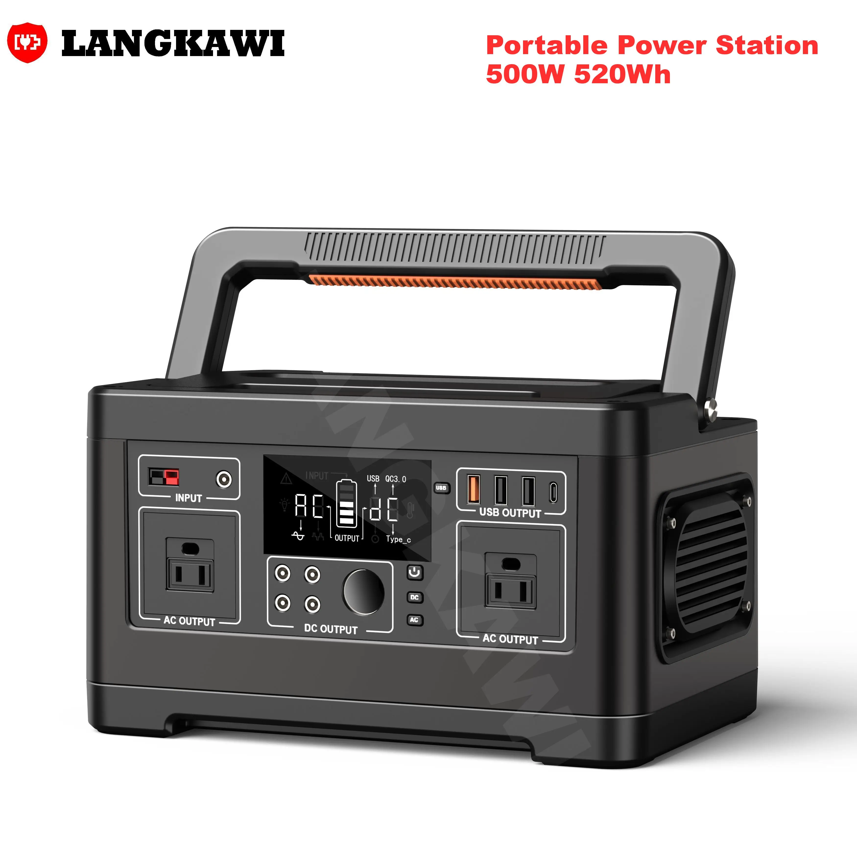 500W 520Wh Portable Power Station Solar Generator,NMC Battery Power Supply AC Outlet for Camping Outdoor Home RV Emergency