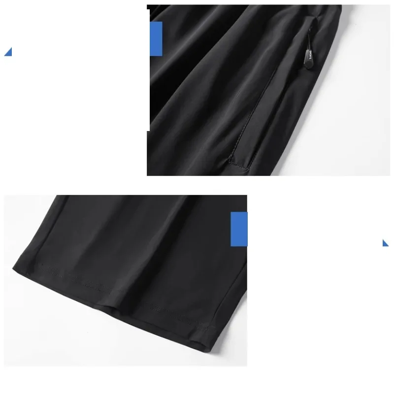 Summer Men's Letter Printing Drawstring Elastic High Waisted Solid Pockets Casual Loose Sports Casual Trousers Vintage Shorts