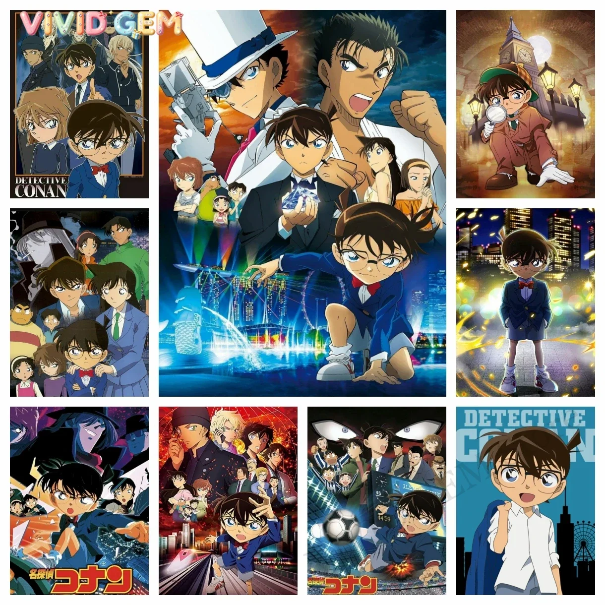 VIVID GEM 2024 New Detective Conan Diamond Painting Japan Anime Full Drill Round Cross Stitch Embroidery Rhinestones Pictures