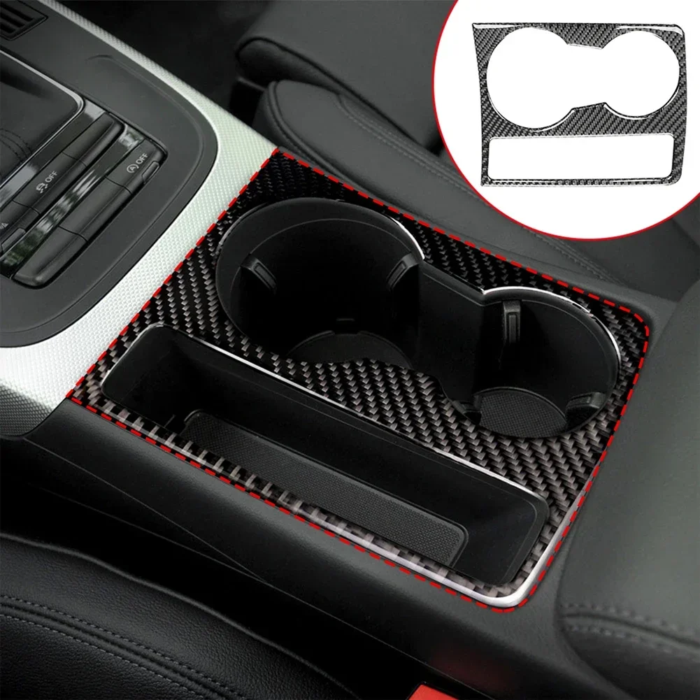 Carbon Fiber Center Console Water Cup Holder Cover Trim Accessories Tools For Audi A4 B8 A5 2009 2010 2011 2012 2013 2014 2015