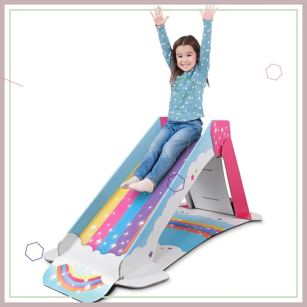 

Kids Indoor Cardboard Slide for Toddlers - Durable Foldable Playground Toy with Rainbow Design