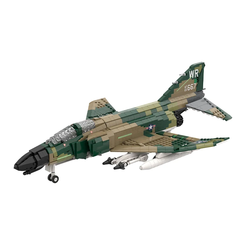 MOC Building Blocks Cold War F-4J Phantom II Combat Bombers Soldiers Transport Military Fighter DIY Technical Model Bricks Toys