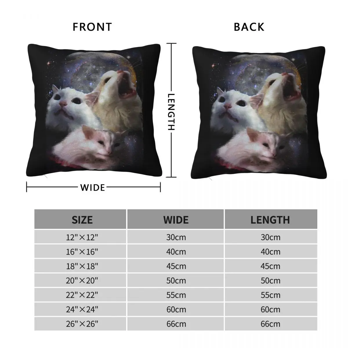 Triple Thurston Moon Cat Square Pillowcase Polyester Linen Velvet Creative Zip Decorative Sofa Seater Cushion Cover Wholesale