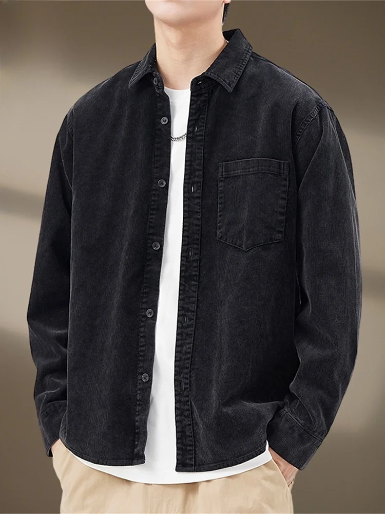 

Corduroy Long Sleeve Shirt Men's Spring 2026 New American Retro Pure Cotton Shirt Jacket Casual Loose Fit Youth Popular