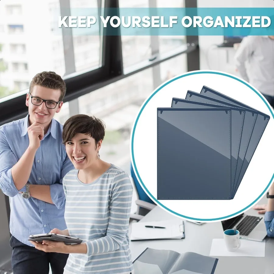 12 قطعة مجلدات متعددة الجيب فوليو 11 منظم مستندات الجيب مقاومة للتمزق المهنية مرنة البلاستيك الموثق ل Busin و B