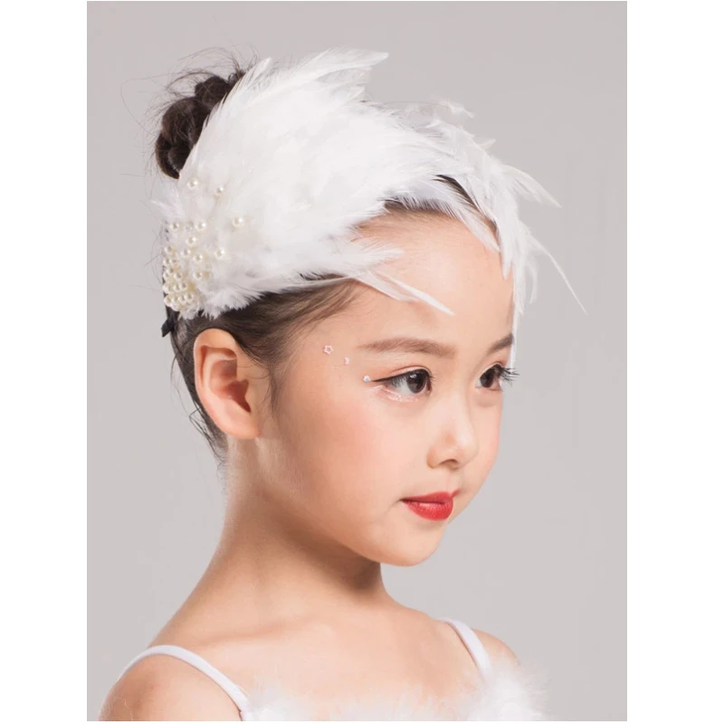 New Elegant White Feather Headband Fairy Pearl Water Diamond Shell Headpiece Wedding Accessories Hair Covering Headband