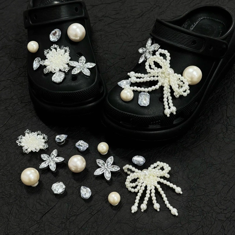 Butterfly Pearl Bowknot Flower Beach Shoe Charms Detachable Clip Buckle Shoe Decorations DIY Perforated Shoes Accessories Gifts