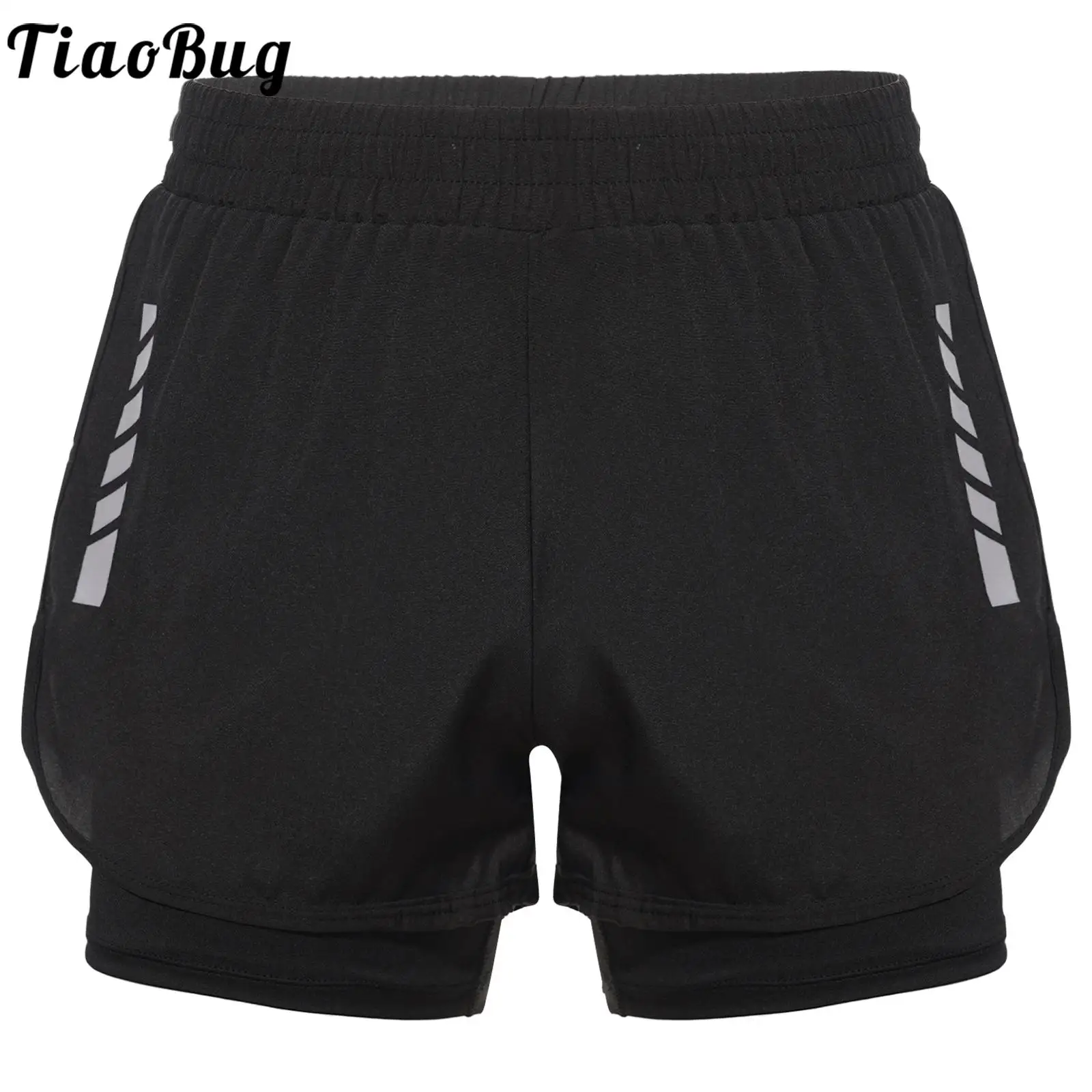 

Kids Boys Drawstring Elastic Waistband Mid Waist Sports Shorts Double Layer Swimming Trunks for Workout Running Jogging Surfing