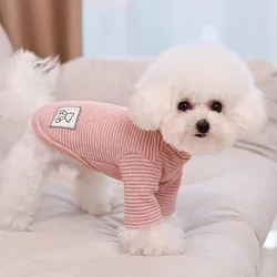 Pet Autumn Winter Striped Base Shirt Dog Jumpsuit Teddy Bear Home Clothing Four Legged Shirt Dog Clothes for Small Dogs Puppy