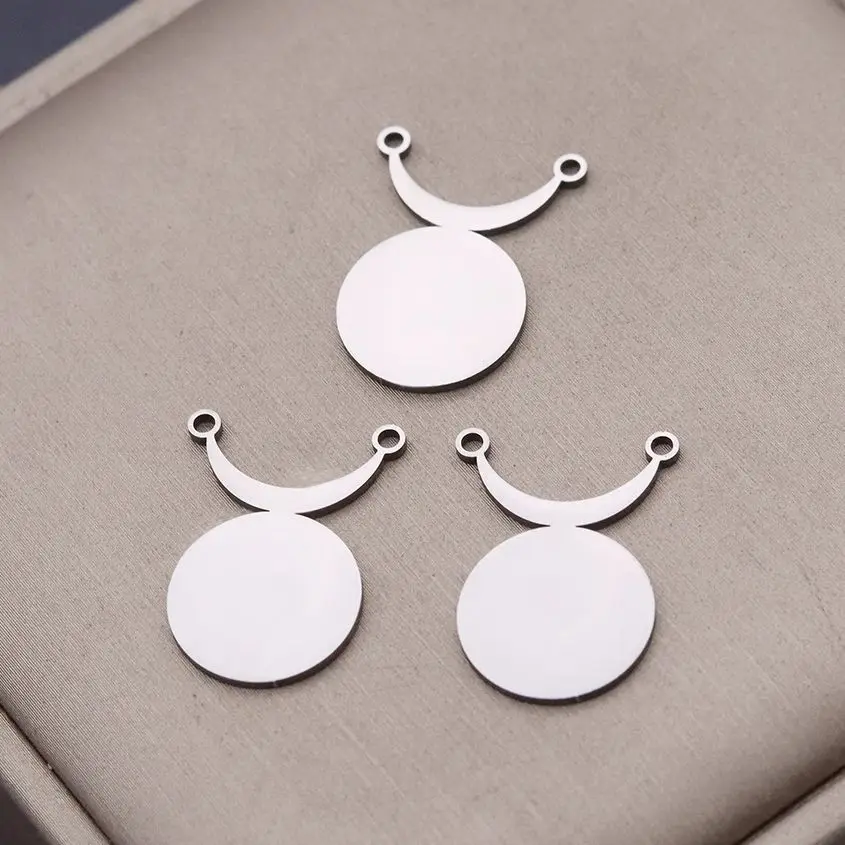 3pcs Crescent Phase Charms Stainless Steel Connector Pendant for Jewelry Making Trendy Necklace DIY Handmade Moon Accessories
