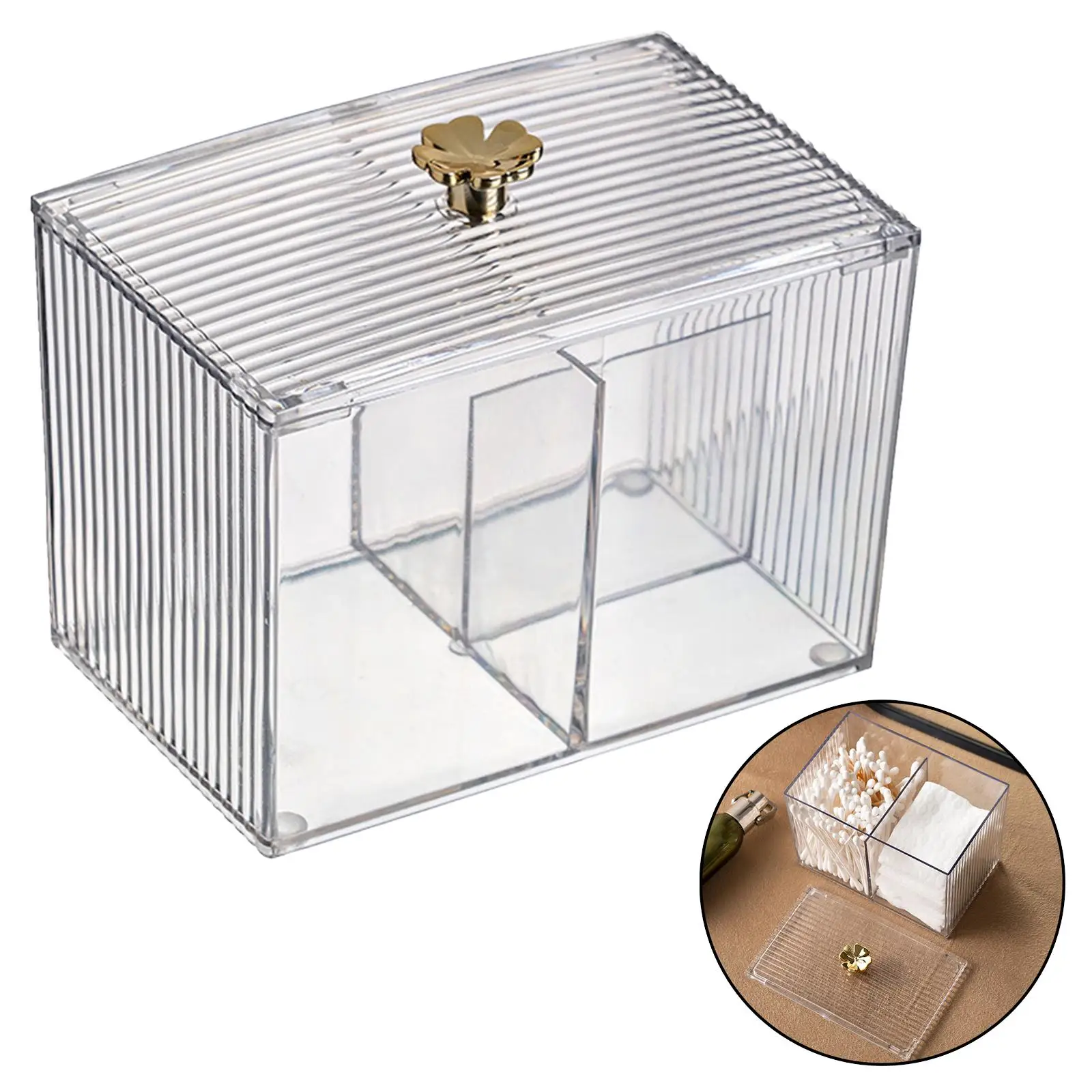 Plastic Pads Holder Bathroom Storage for Countertop Swab Balls Box Clear Dispenser with Lid Lipsticks Vanity Organizers