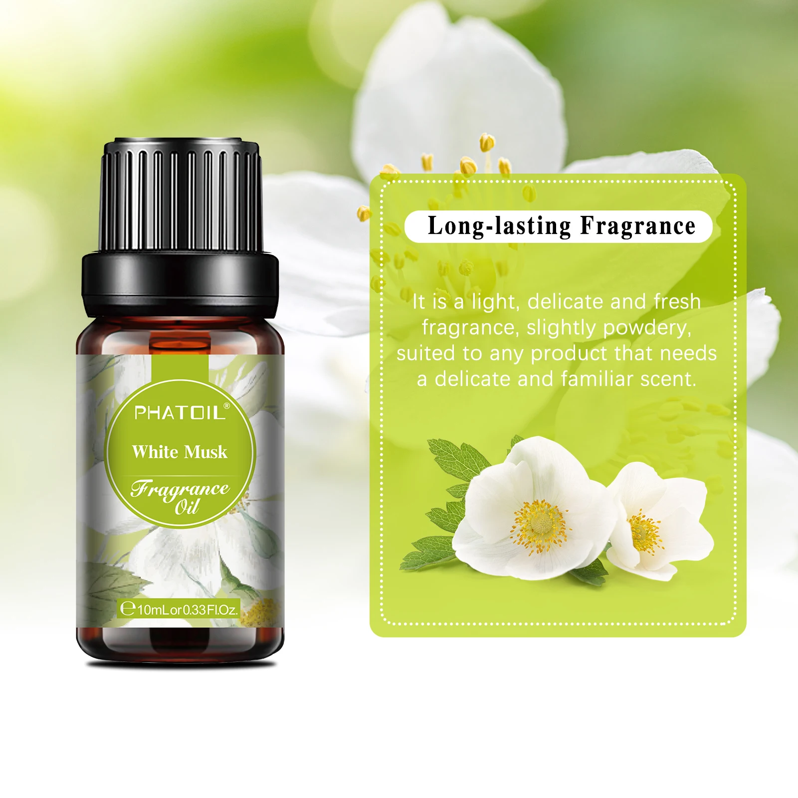 PHATOIL 10ml Flower Series Fragrance Oil For Aromatherapy Candle Making Coconut & Vanilla Bubble Gum Baby Powder Aroma Oil