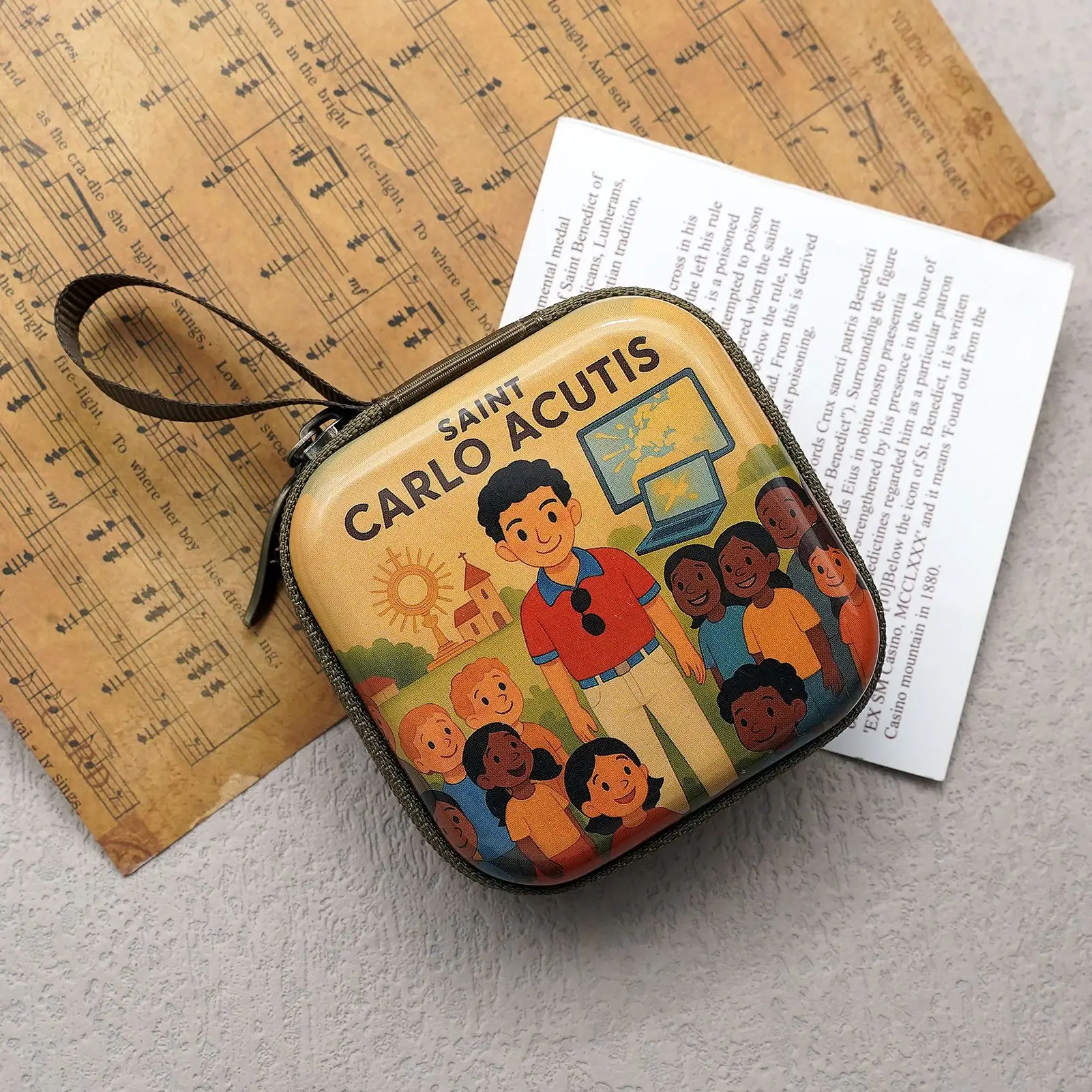 مريم العذراء يسوع الصلاة الوردية حقيبة مجوهرات دينية صندوق تخزين سبحة صلاة صندوق مسبحة هدايا مسيحية للنساء الرجال 7x7 سنتيمتر