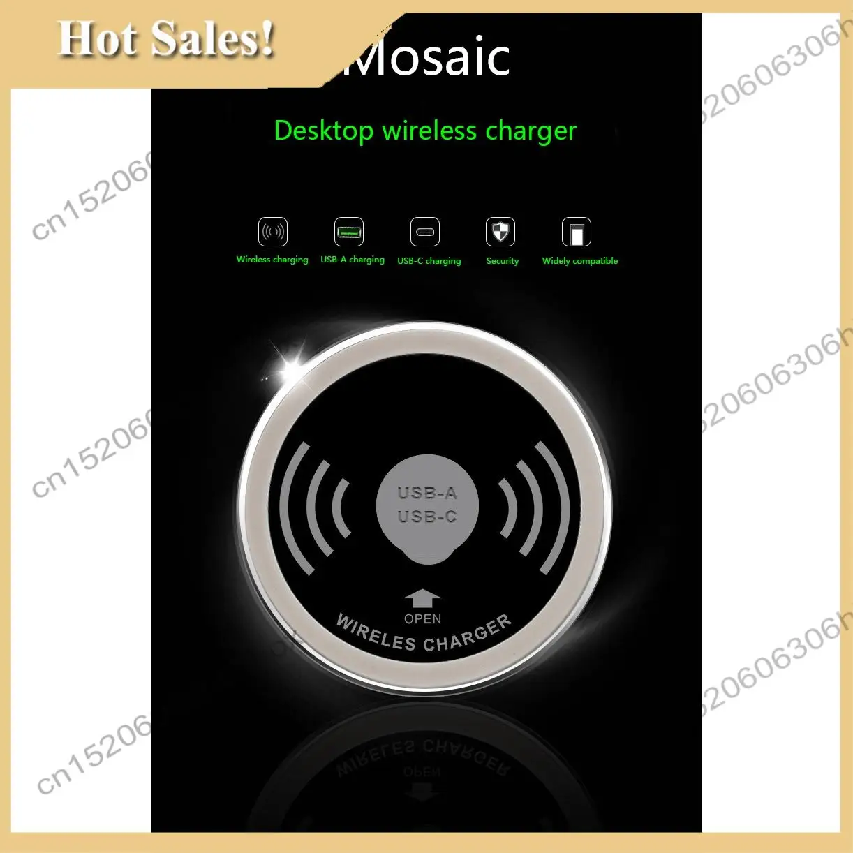 -HOPE Perangkat Desktop Bawaan Pengisi Daya Nirkabel Cepat Qi Pengisi Daya Cepat 15W Pengisi Daya Tipe C Caricabatter Tertanam 3.0