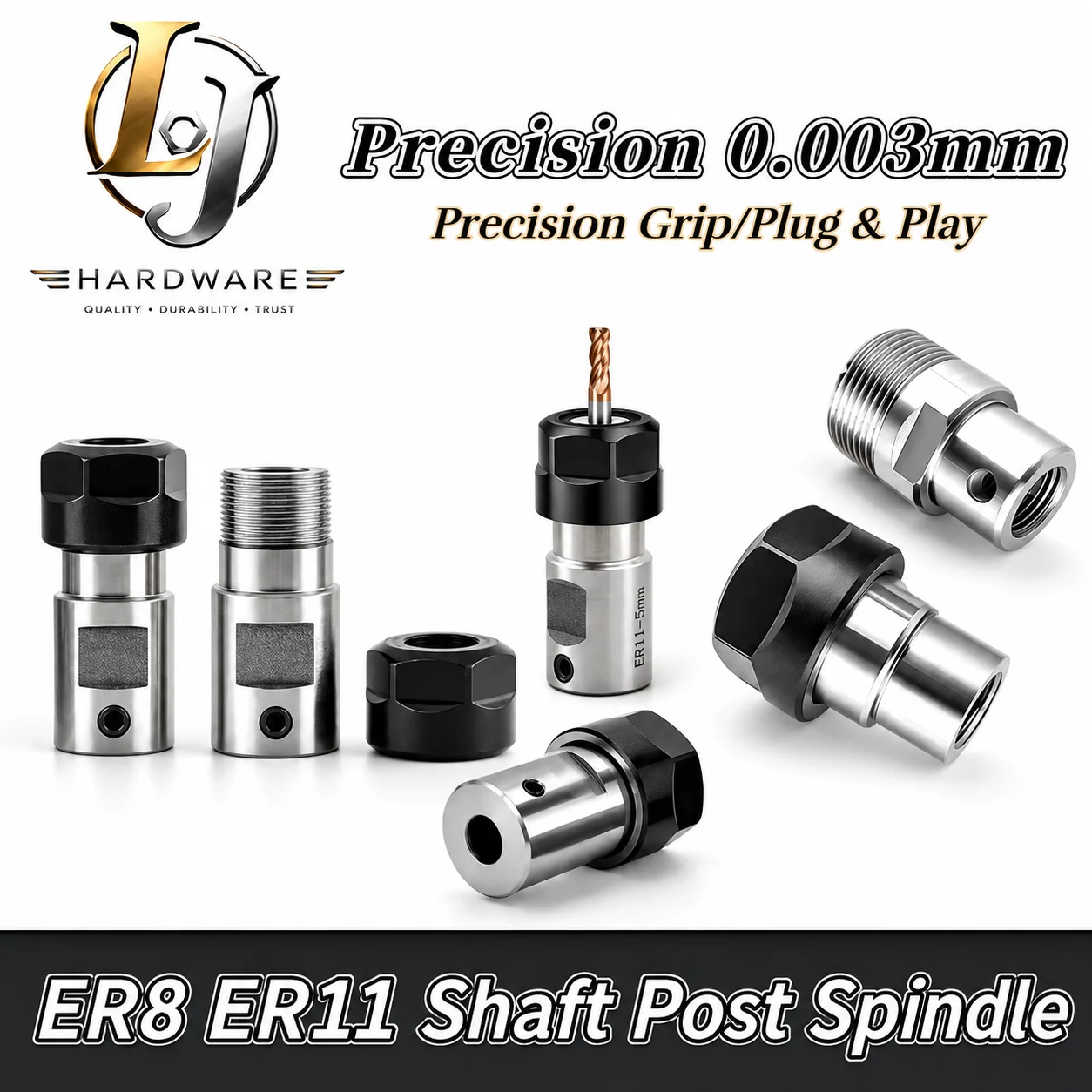 ER8 ER11 ER16 ER20 C10 C16 C20 C25 ER Collet Tool Holder Motor Shaft Spindle 5-10mm Extension Rod for CNC Engraving Machine