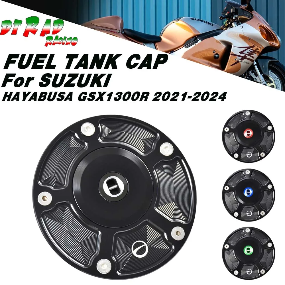 New 2024 For SUZUKI HAYABUSA GSX1300R 2021-2024 With Key Locking CNC Fuel Tank Cap Motorcycle Anti-Theft Gasoilng Tank Cover