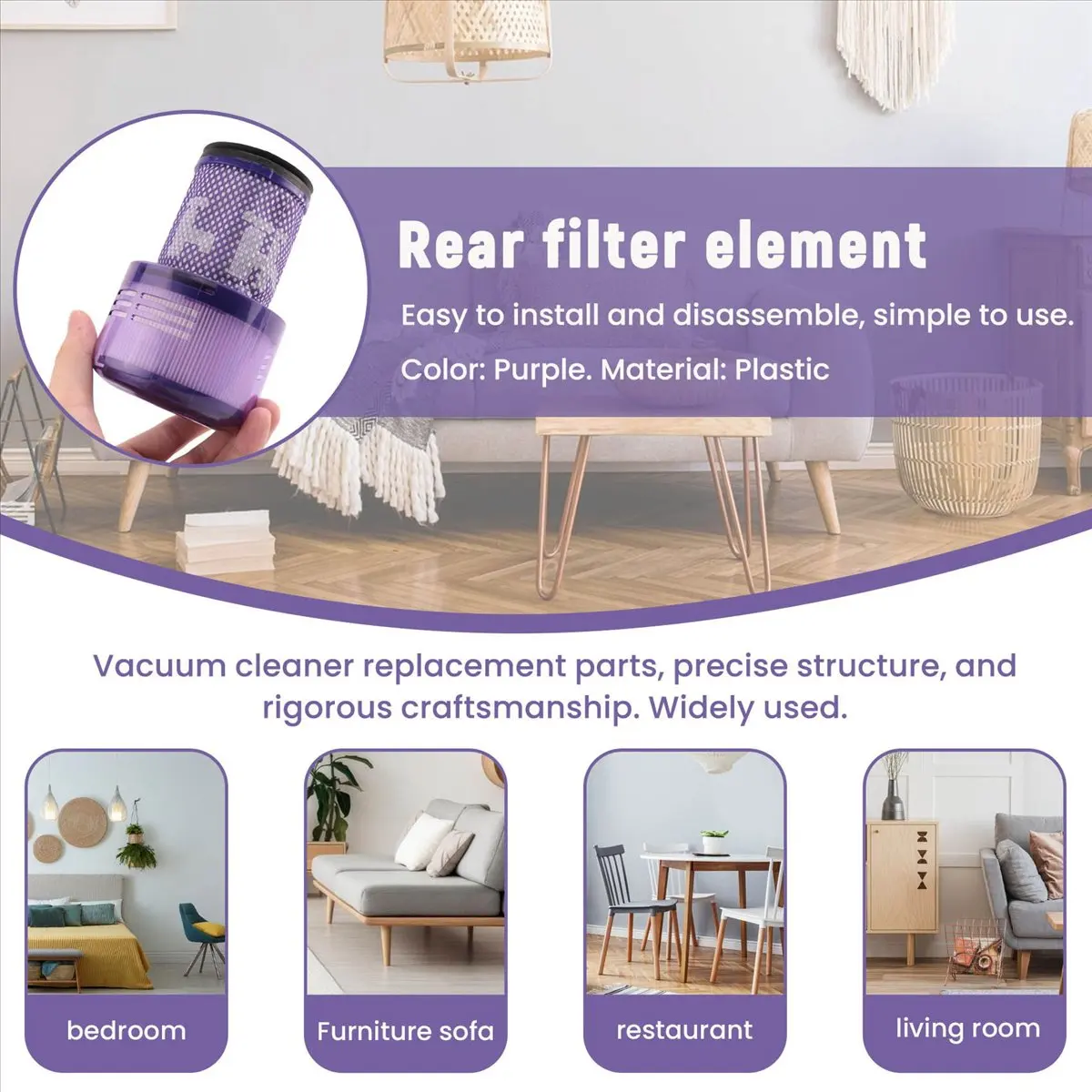[N88R] 1Pcs Washable Hepa Filter for V12 Detect Slim Absolute Total Clean Vacuum Cleaner Replacement Parts Accessories