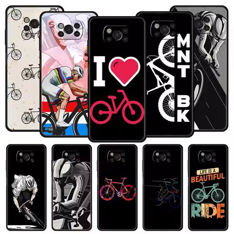Mountain Bike Cycling art Phone Case For For Xiaomi Poco X6 X5 Pro X4 X3 NFC F5 Pro F4 F3 GT M5 M4 Pro 5G M3 C51 C50 C55 Cover