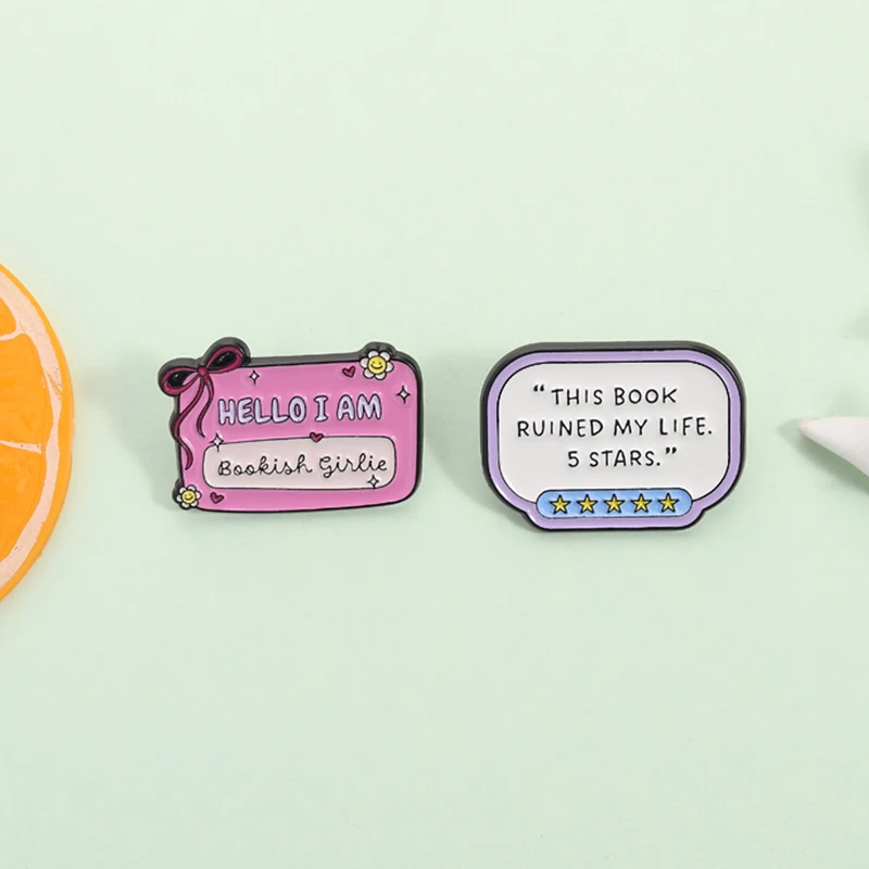Hello I Am Bookish Girlie Enamel Pins This Book Ruined My Life 5 Stars Bookish Book Lover Brooches Lapel Badge Jewelry Gifts view 3