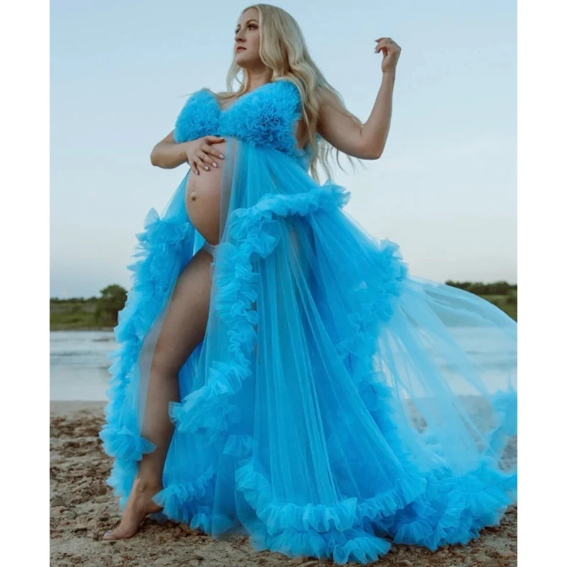 Tiulowa długa sukienka ciążowa sesja zdjęciowa платье fotografia sukienki baby shower sukienki dla kobiet w ciąży kobieta платье для беременных