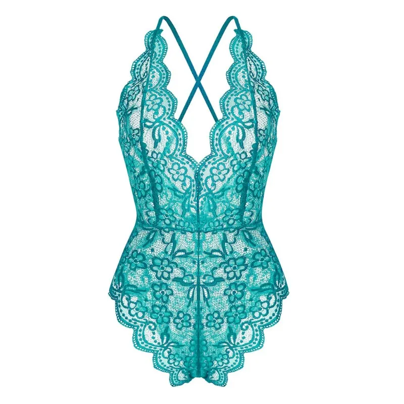 

Summer Lace Jumpsuits Beach Pool Tights Sexy Underwear Bodysuit Mesh Foral Backless Lingerie See Through Tulle Nightgown Plus