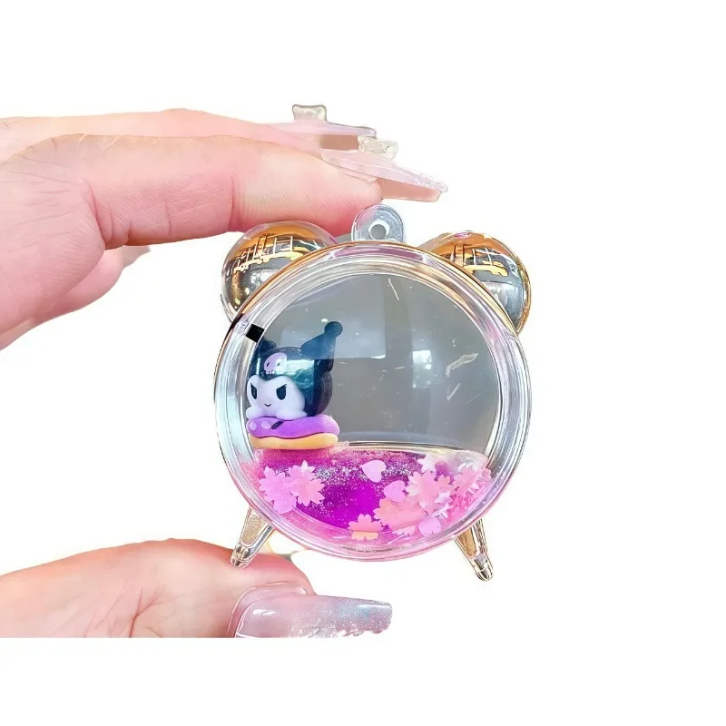 Sanrio Kawaii caja ciega púrpura Kulomi TV muñeca acrílico botella a la deriva Mini adornos de arena movediza llavero bolsa colgante al por mayor