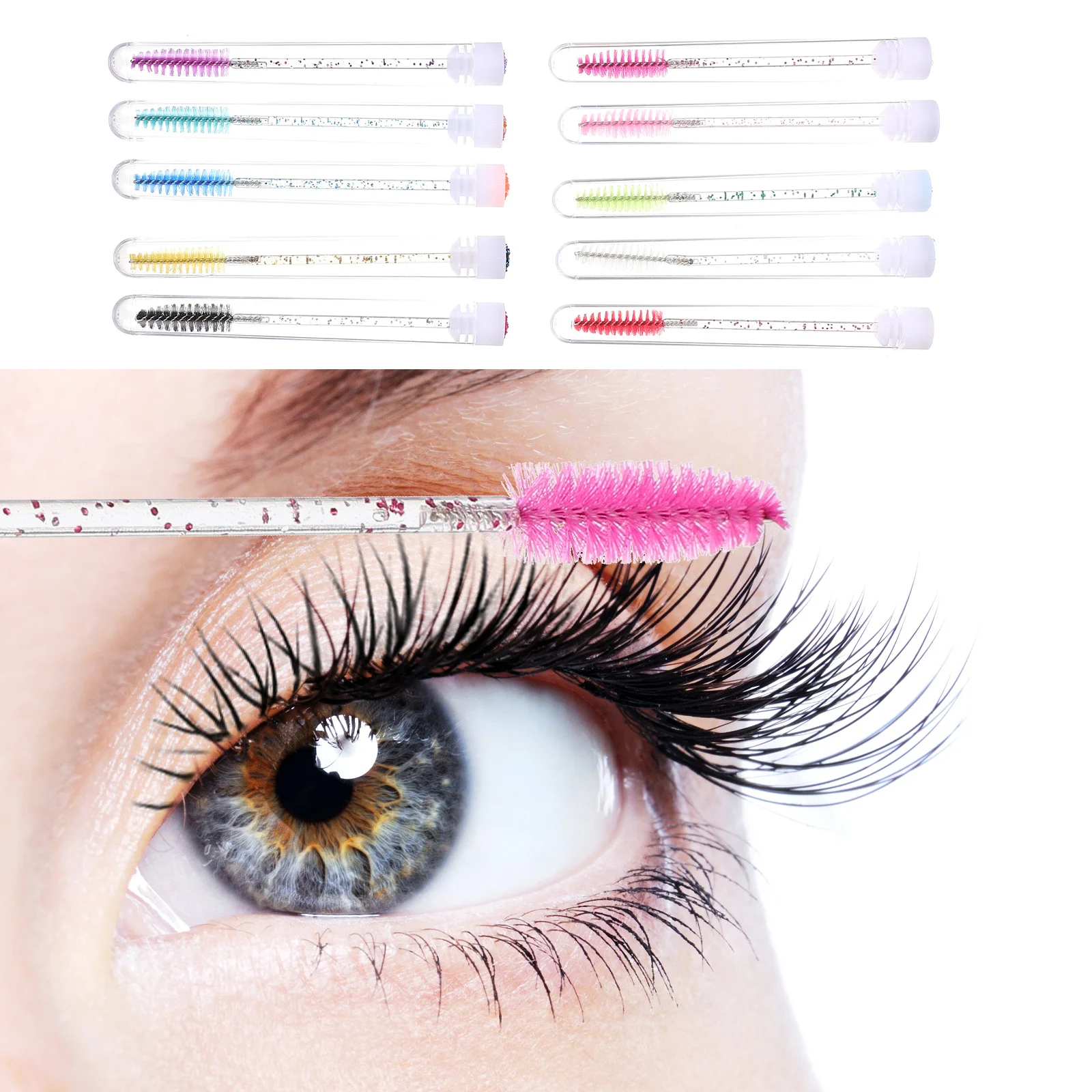20Pcs Eyelash Brush Compact Lightweight Portable Makeup Tools for Personal Use Lash Brow Comb Mascara