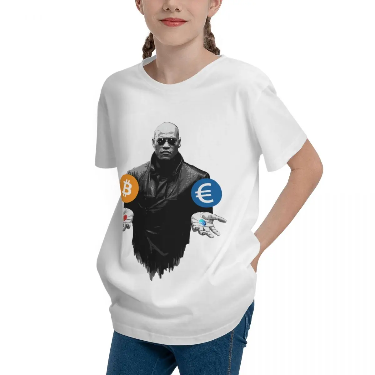 Adolescents Morpheus Matrix Bitcoin For Sale Basic Short Sleeve T-Shirt Geeky Crewneck Tshirt Novelty Top quality