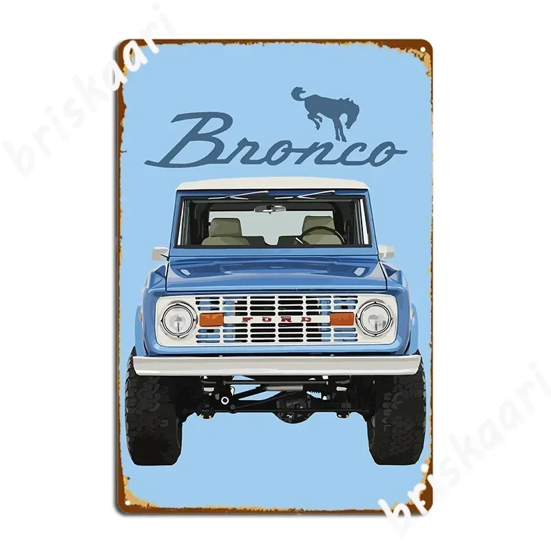 1975 Blue Bronco Metal Sign Mural Painting Bar Cave Vintage Club Home Tin Sign Poster