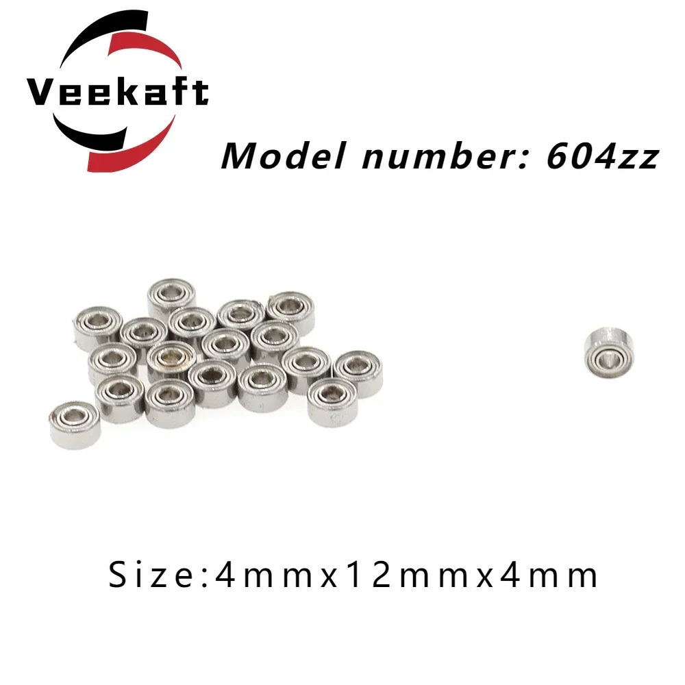 Veehaft High Precision Deep Groove Ball Miniature Bearings 10pcs 604zz  Size:4mmx12mmx4mm Suitable for Small Machinery