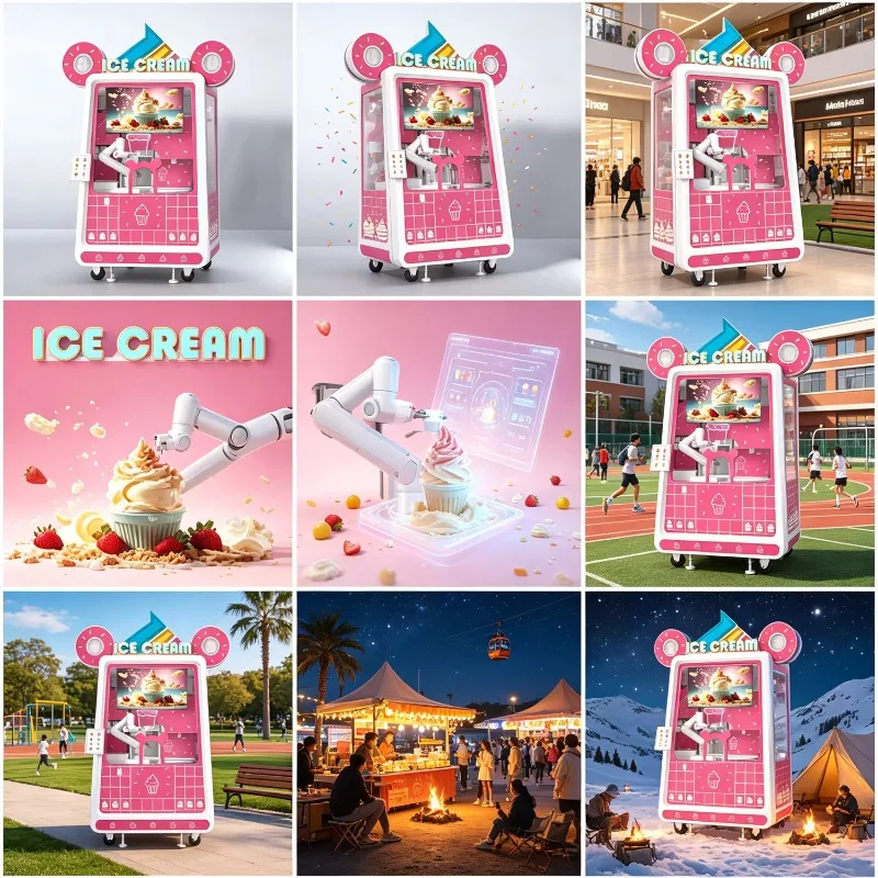 24H Touch Screen Robot Ice Cream Vending Machine 150-200 Capacity Remote Monitoring Custom
