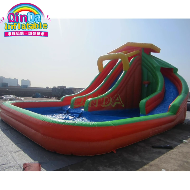 Commercial Large Inflatable Water Slide With Swimming Pool