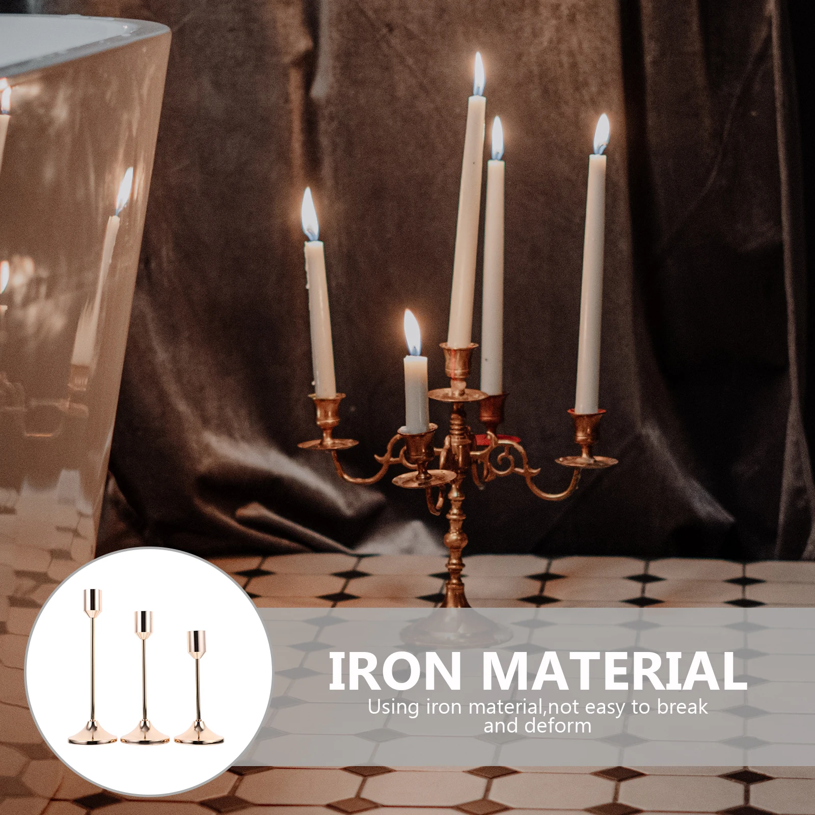 

3Pcs Metal Holders Exquisite Iron Stand Elegant Table Centerpiece Christmas Dinner Decor