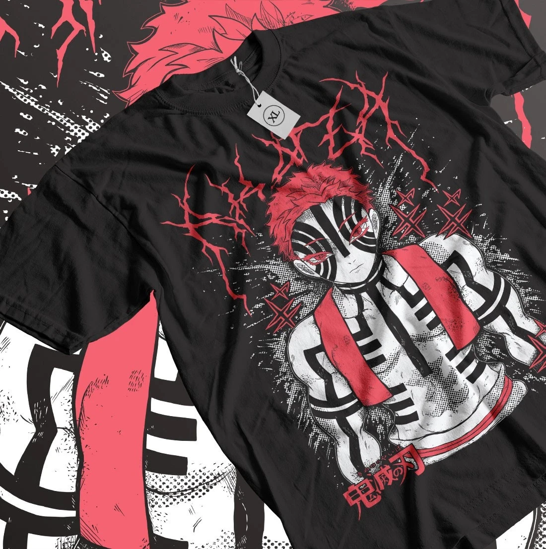 2026 Sommer Demon Slayer Anime Akaza Lockeres Kurzarm-T-Shirt aus Reiner Baumwolle für Kinder Trendiges Unisex Casual Y2k Bequemes Oberteil