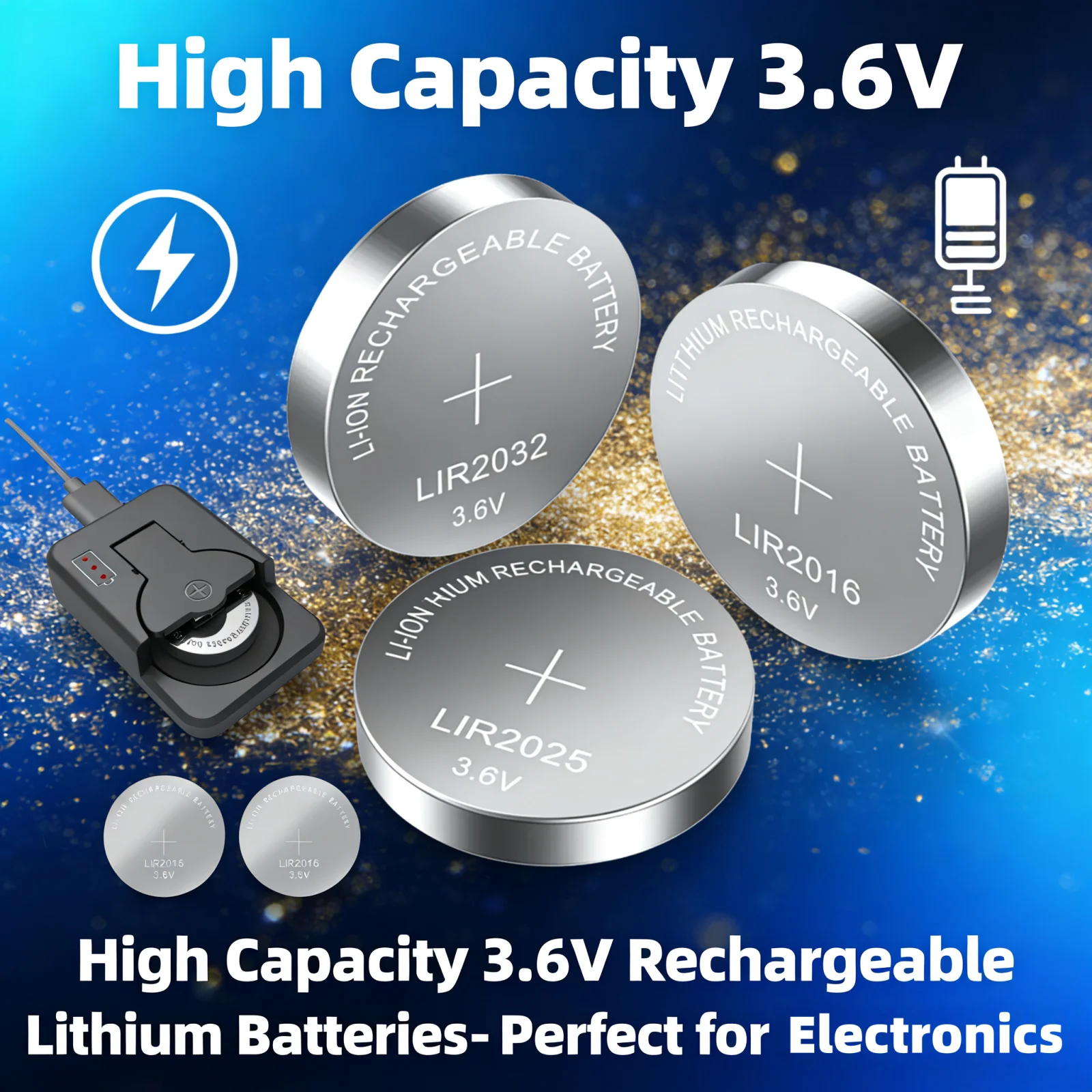 Hotsale LIR2032 LIR2025 LIR2016 Batteria ricaricabile CR2032 CR2025 CR2016 La ricarica al litio può sostituire CR2032 per orologi