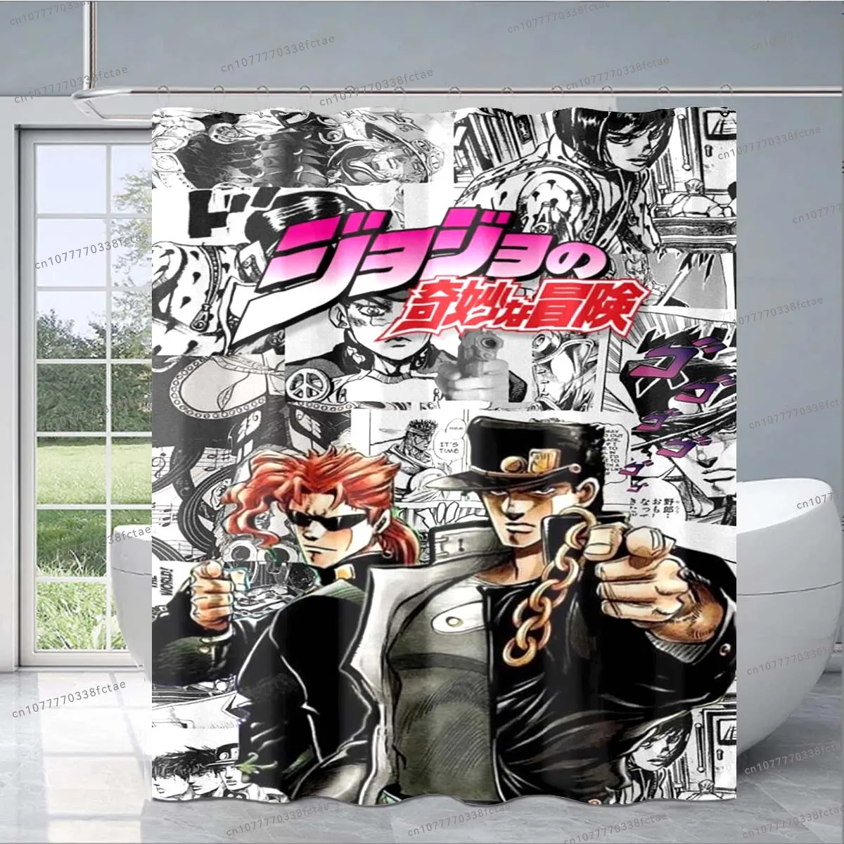 Jojo Anime Shower Curtain Japanese Classic Anime Collage Pattern Shower Curtain Bathroom Decoration Shower Curtain Birthday Gift