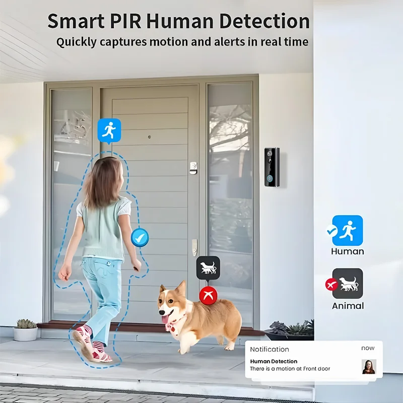 Tuya Smart WiFi Video Doorbell Camera with Indoor Ding Dong Chime 1080P HD PIR Human Detection IR Night Vision Two Way Audio Support 128GB SD Card Free Cloud Storage Home Security Door Bell Camera