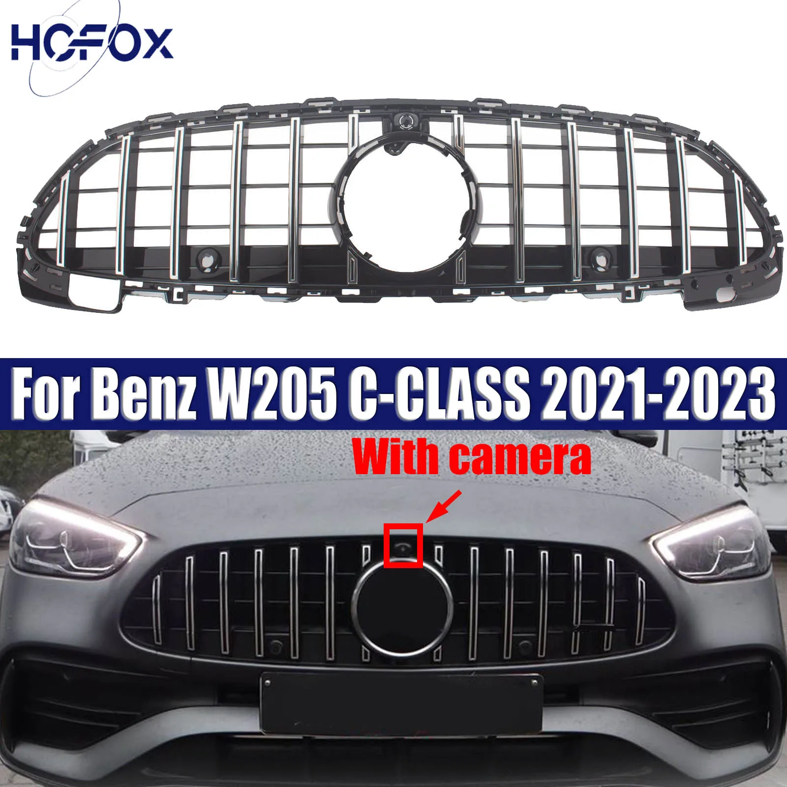 

Front Bumper Grille Grill Inlet Mesh Grid Tuning Trim For Mercedes-Benz W205 C-CLASS 2021-2023