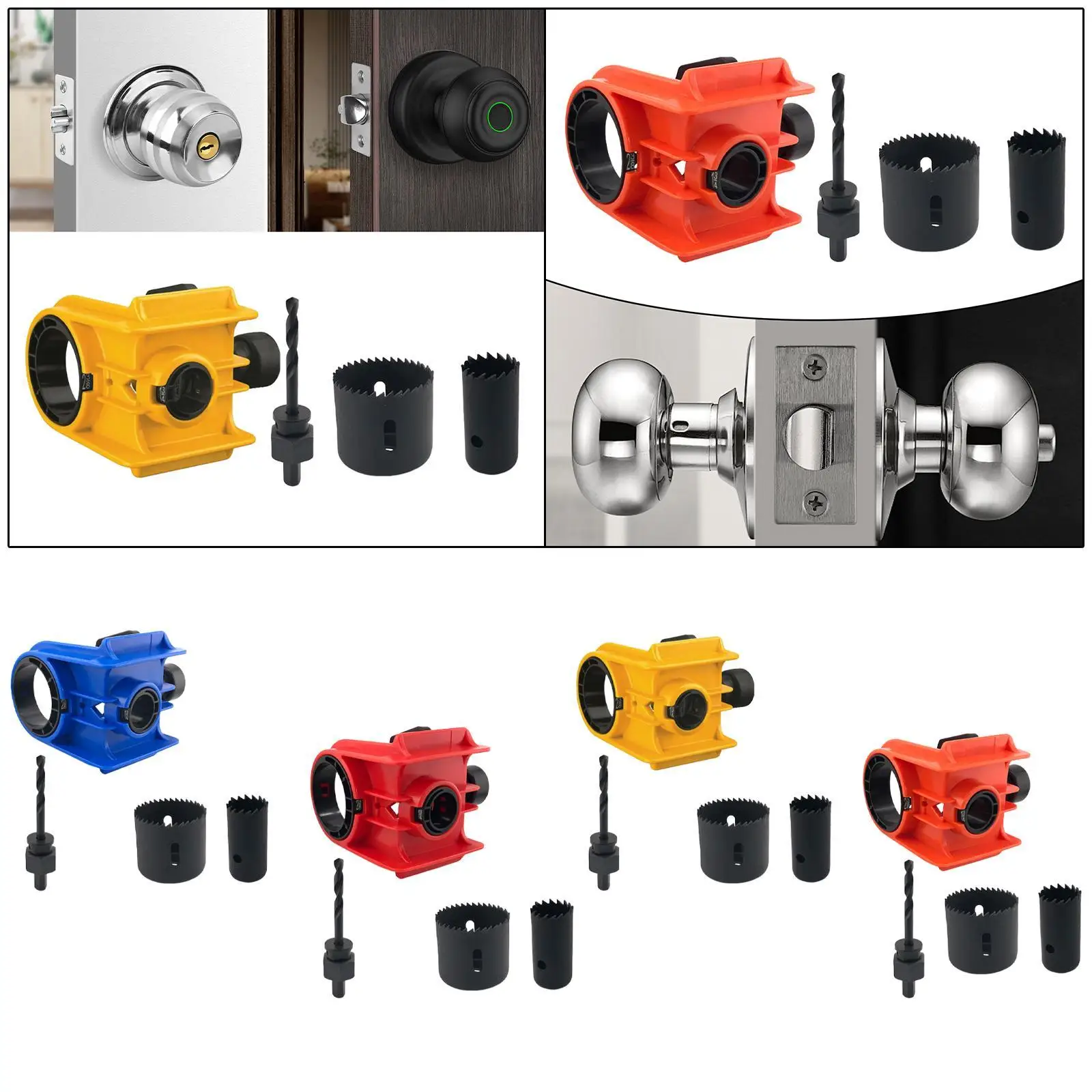 Door Lock Installation Kit Door Lock Jig Sturdy Hardware Precision Locks Mortiser with Guide Template 2 Adjustable Bushings