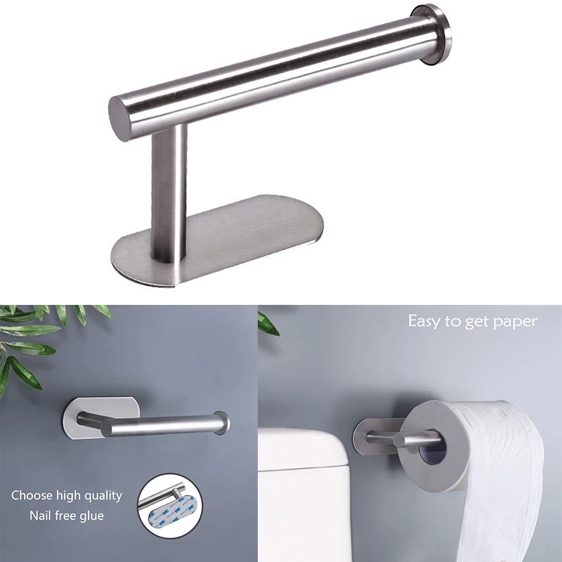 

Self Adhesive Toilet Paper Towel Holder Stainless Steel Wall Mount No Punching Tissue Towel Roll Dispenser for Bathroom Kitchen