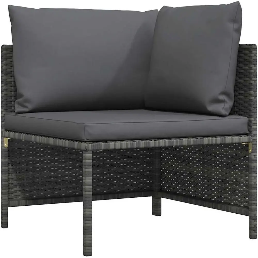 

Outdoor Garden Sectional Sofa with Cushions, Teak Wood and PE Rattan Wicker Chair
