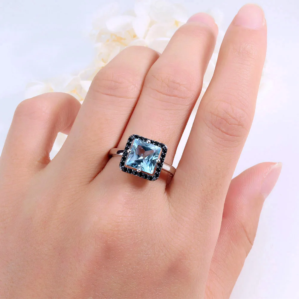 Women\'s 925 Sterling Silver earring Natural Sky Blue Topaz Gemstones