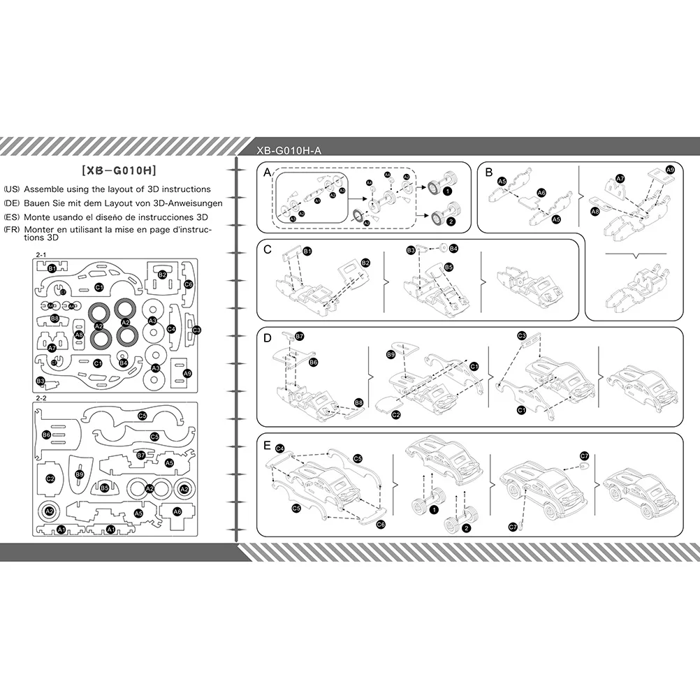 Rompecabezas de madera 3D DIY hecho a mano en caja, coche de carreras empaquetado, artesanía de madera educativa para niños, rompecabezas de madera, juguete de madera creativo